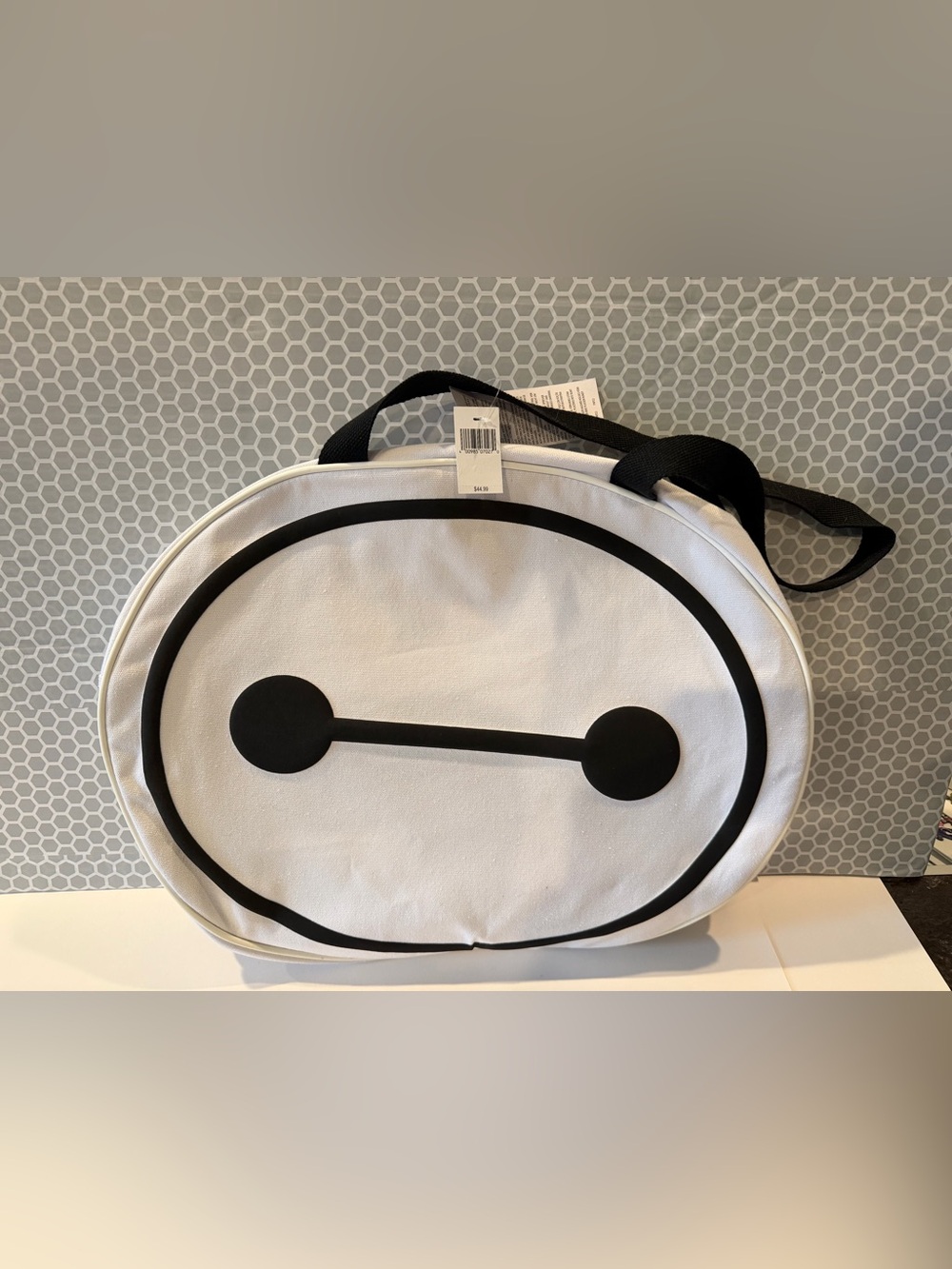 Bay Max Disneyland Resort White and Black Graphic Oval Shoulder Bag